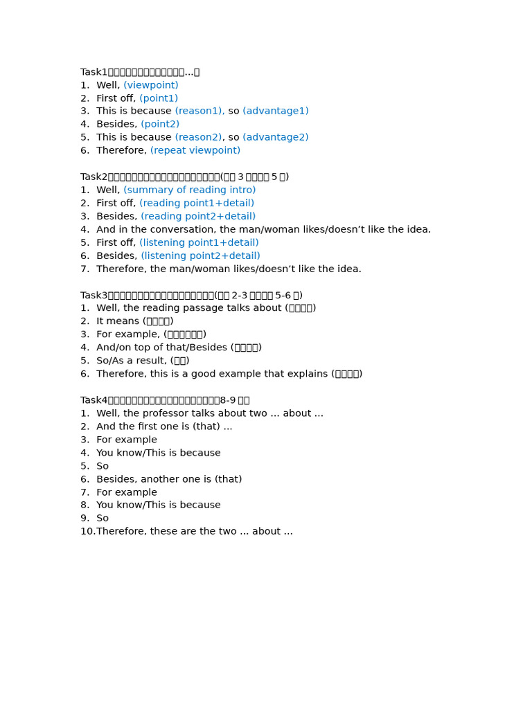 Structured Argument and Listening Tasks | PDF
