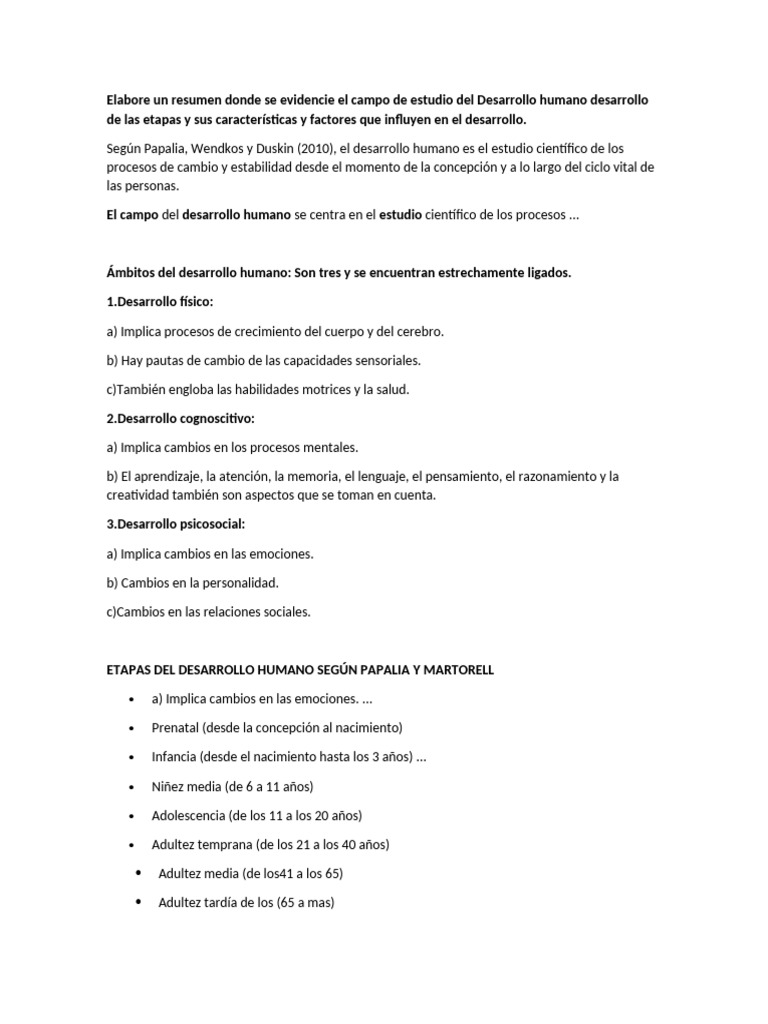 Etapas y factores del desarrollo humano | PDF | Adultos | Ciencias del ...