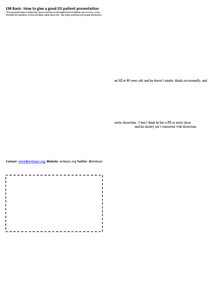 ED Patient Presentation Guidelines | PDF | Heart | Physical Examination