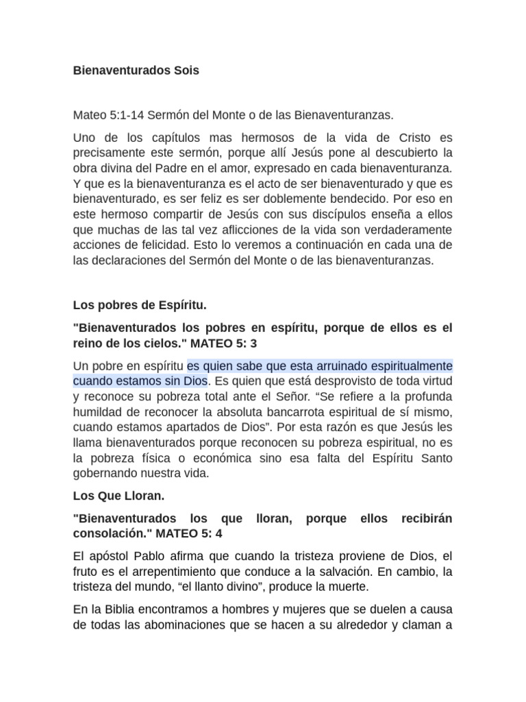 Bienaventuranzas: Camino a la Felicidad | PDF | Bienaventuranzas ...