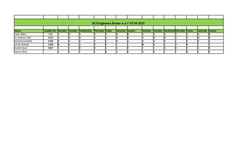 DCS Engineers Roster Wef Feb2025 | PDF