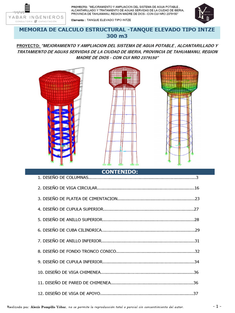 Tanque Elevado Tipo Intze | PDF | Diseño arquitectonico | Arquitectura