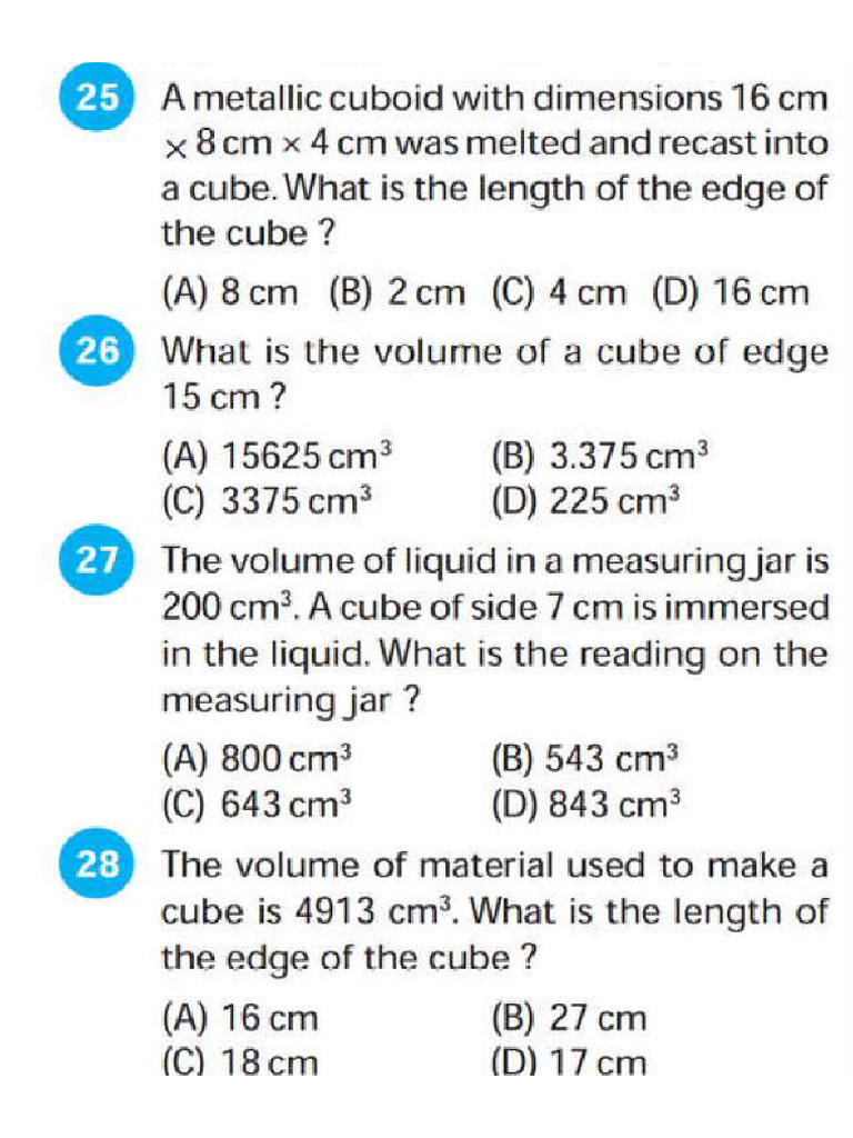 Cube & Square Chapter - CW - 26-7-25 Practise Question | PDF