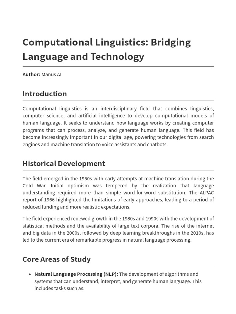 Computational Linguistics Overview | PDF | Artificial Intelligence ...