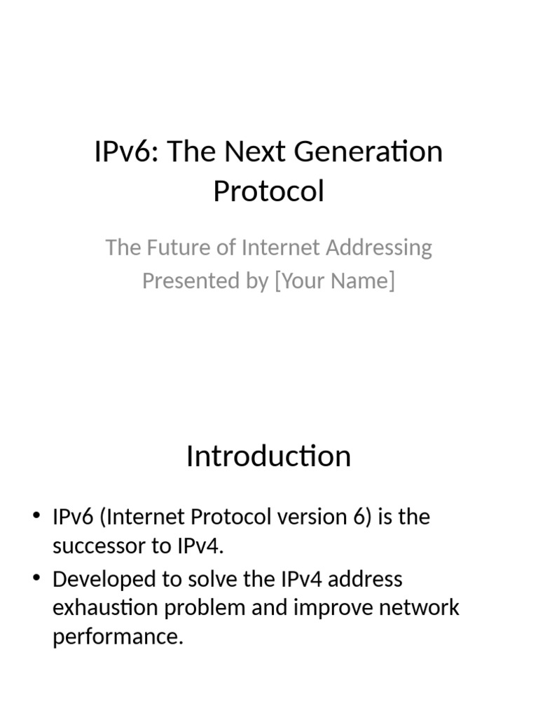 Ipv6 Presentation Pdf