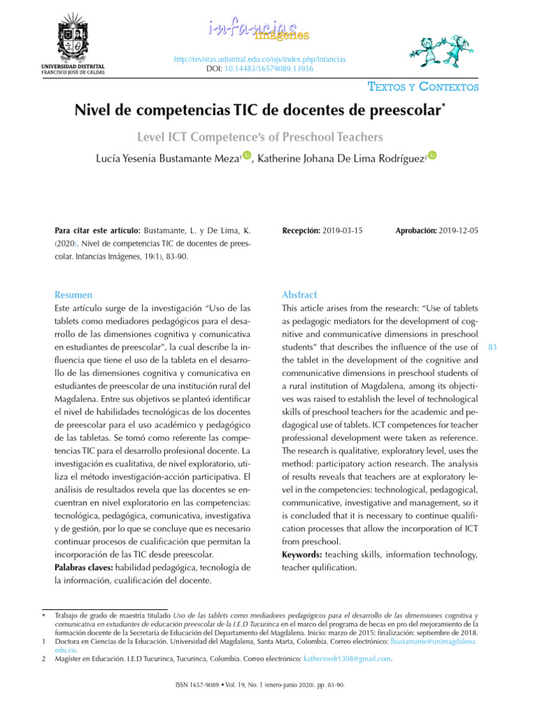 Competencias TIC en docentes preescolares | PDF | Educación de la ...