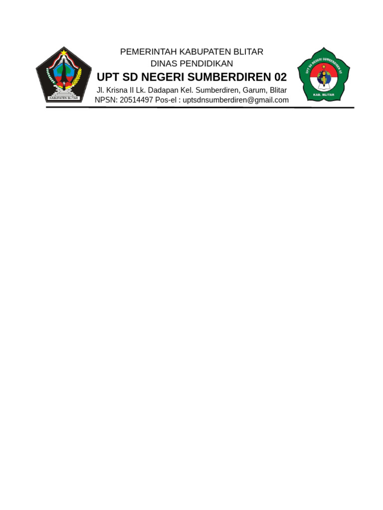 Contoh Kop Surat SD Negeri Sumberdiren | PDF