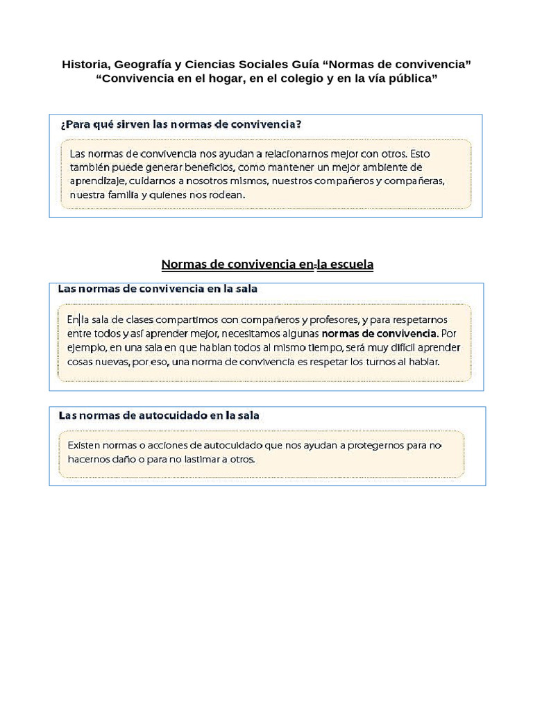 Normas de Convivencia para Niños | PDF