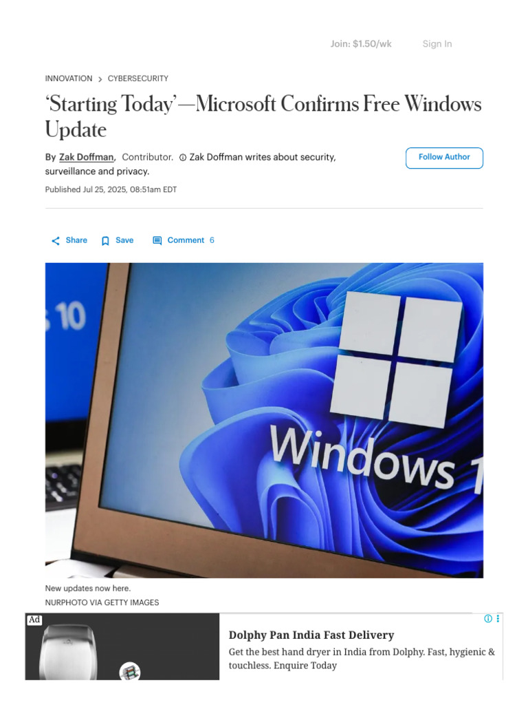 Starting Today'-Microsoft Confirms Free Windows Updae | PDF | Windows ...
