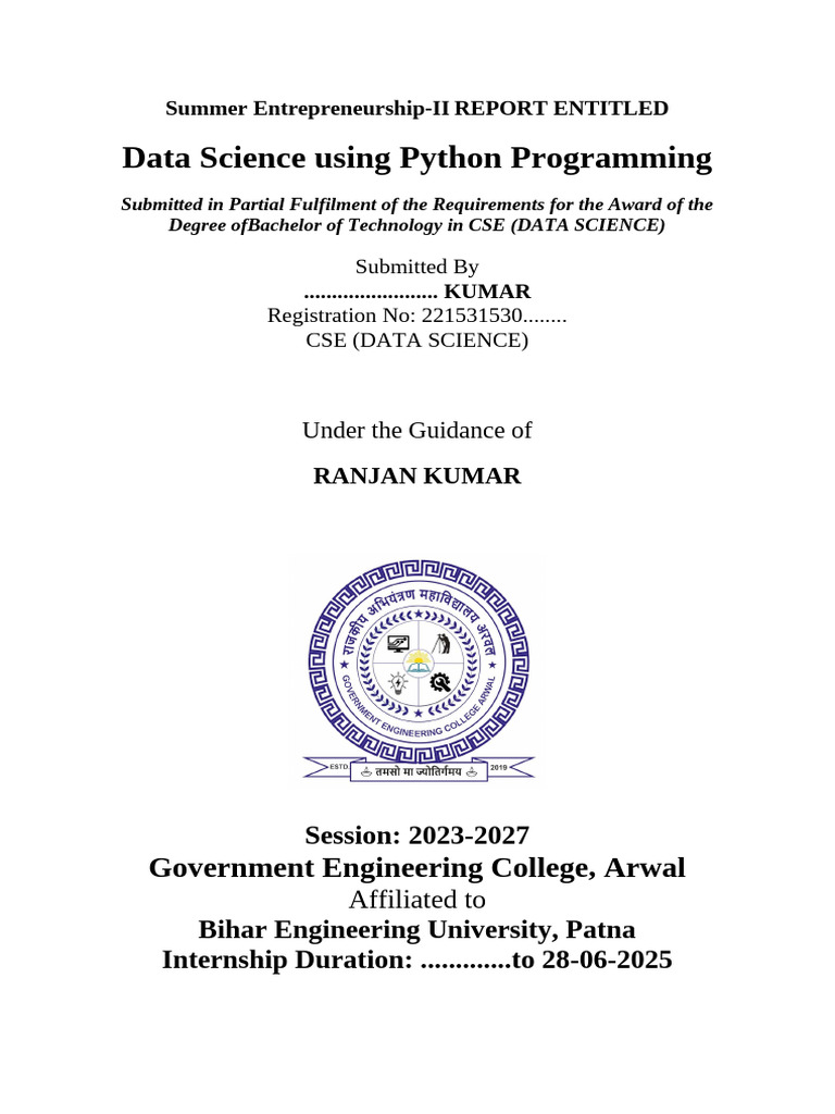 Data Science Internship Report: Python | PDF | Method (Computer ...