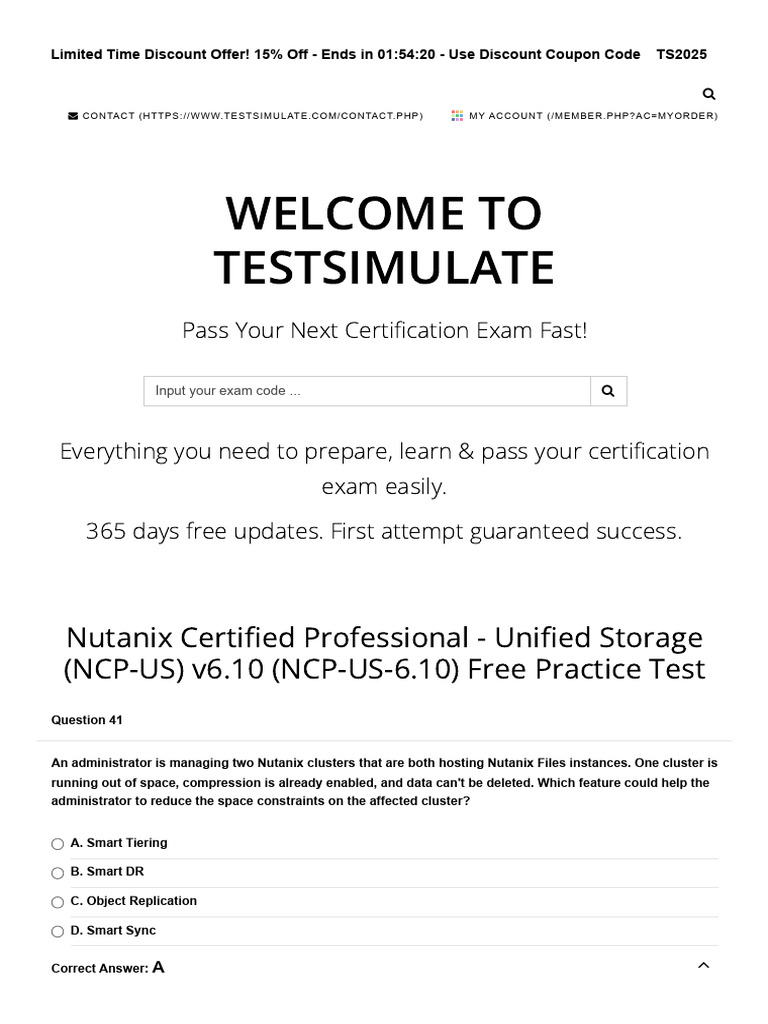 Nutanix Certified Professional - Unified Storage (NCP-US) v6.10 (NCP-US ...