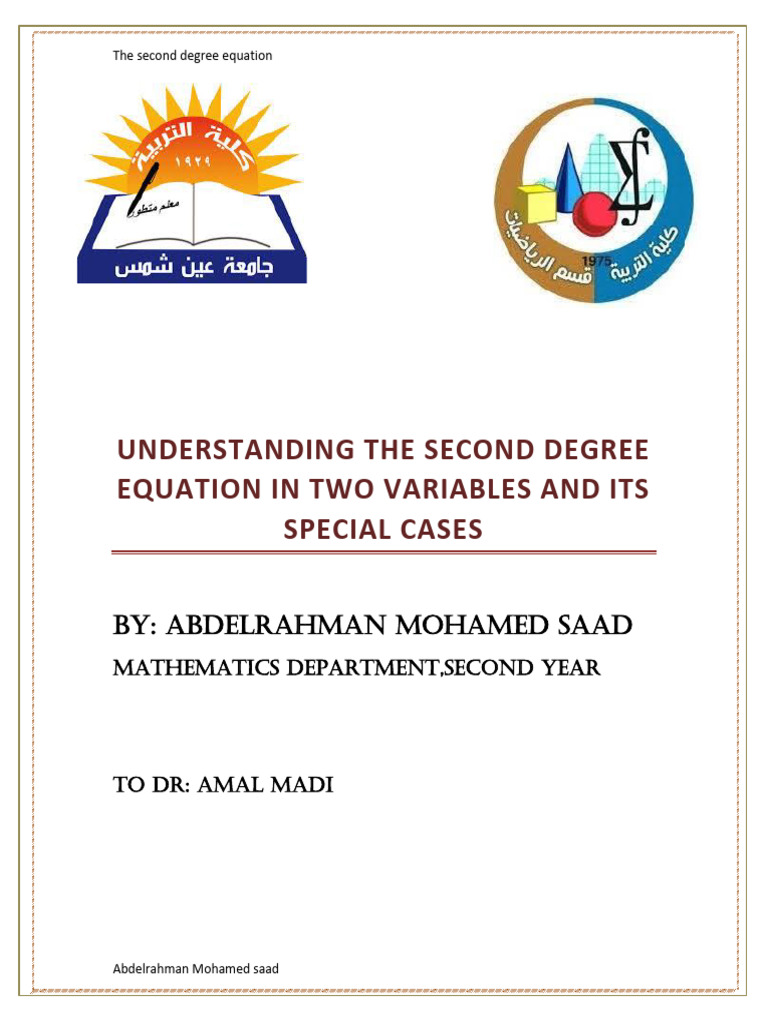 Second Degree Equation | PDF | Quadratic Equation | Equations
