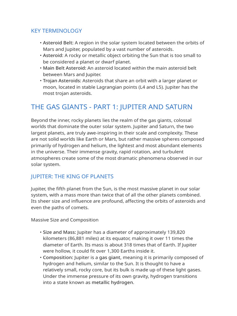 Solar System Study Notes-7 | PDF | Jupiter | Solar System