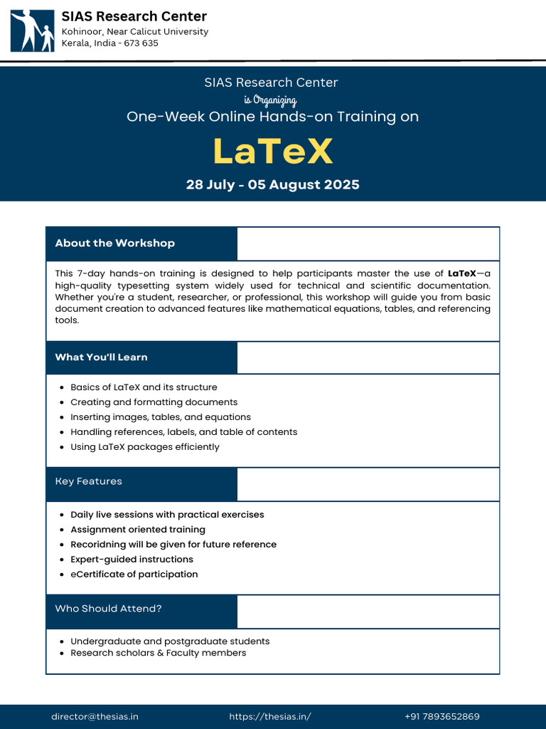 LaTeX Online Training Workshop 2025 | PDF | Te X | Text