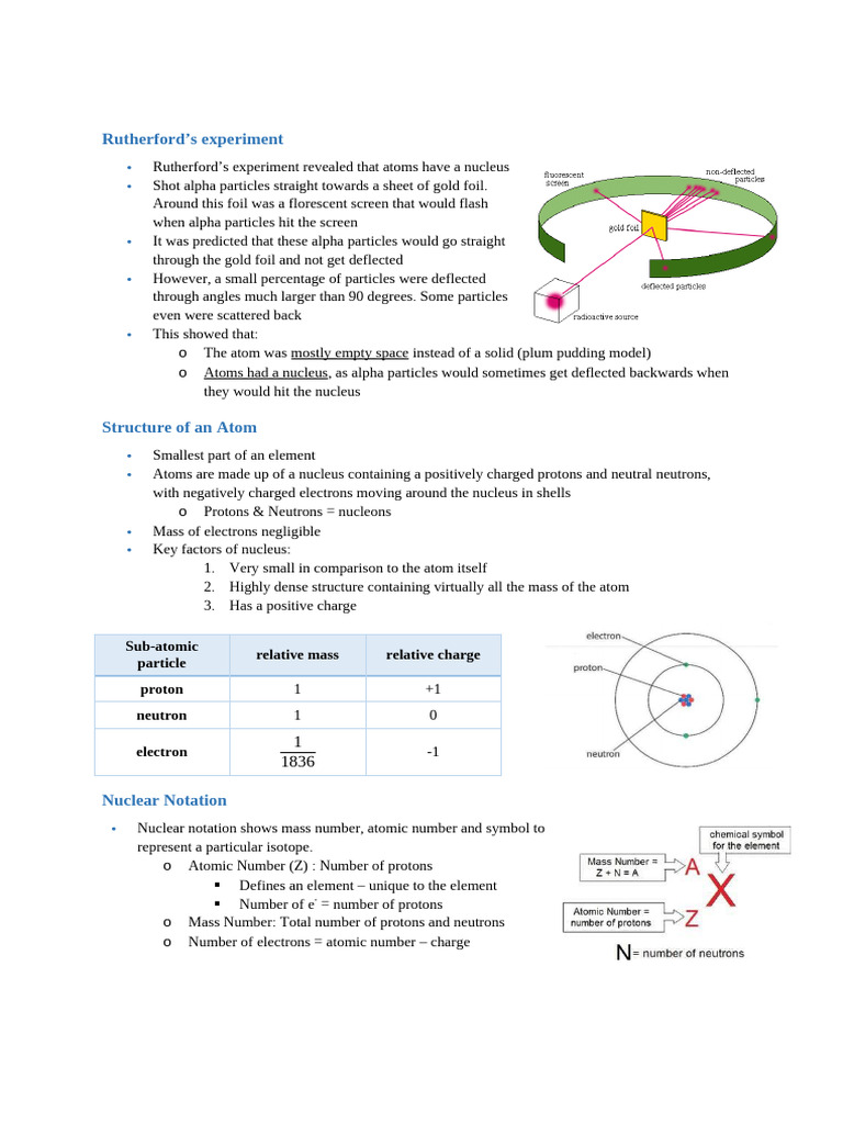 Rutherford's Experiment and Atomic Structure | PDF