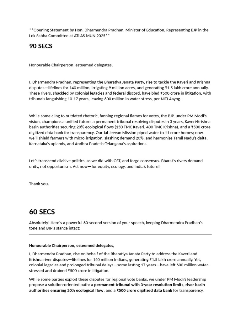 Opening Statement and QUESTION | PDF | Bharatiya Janata Party