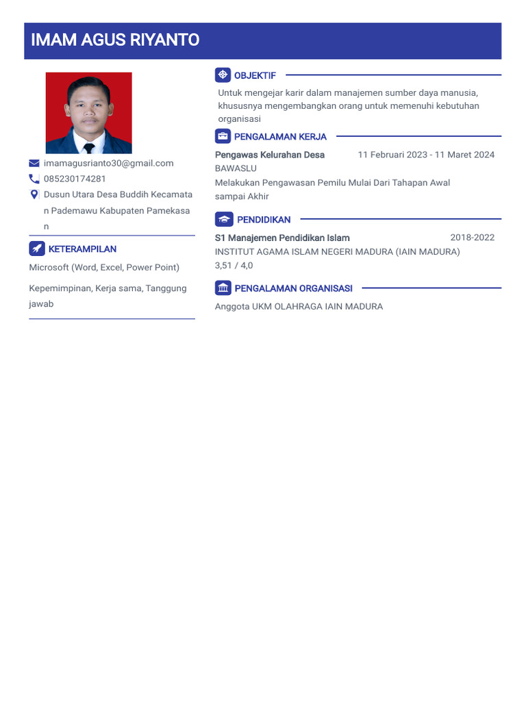 CV Imam Agus Riyanto | PDF