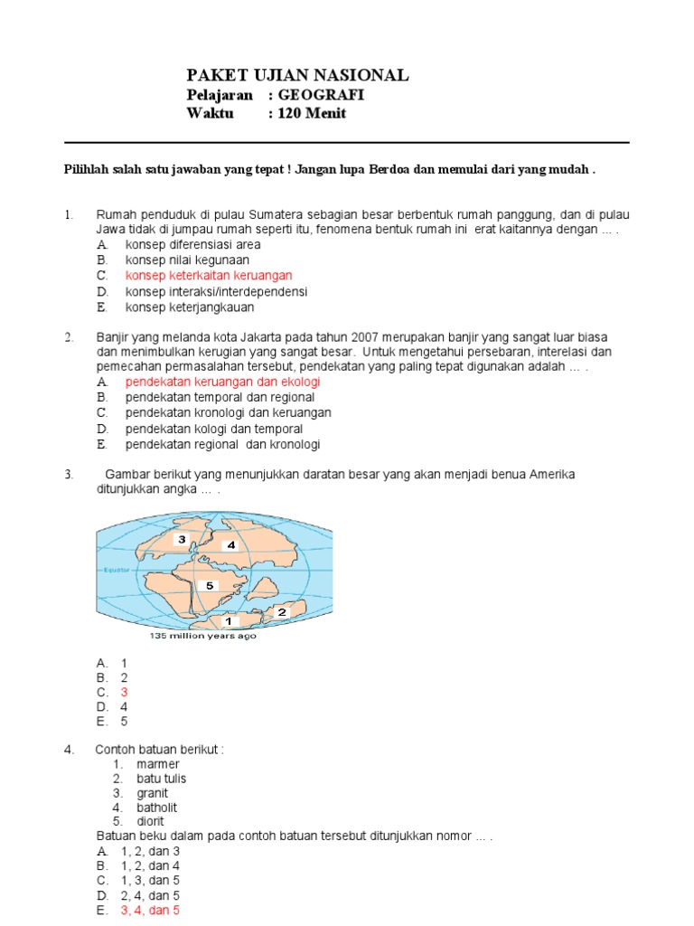 Prediksi Soal Un Sma 2012 Geografi Dan Kunci Jawaban