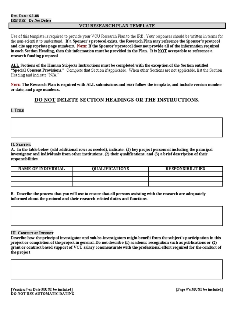 Research Synopsis Template Institutional Review Board Informed Consent