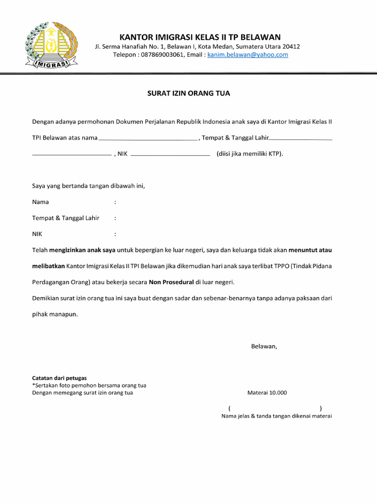 Surat Ijin Ortu | PDF