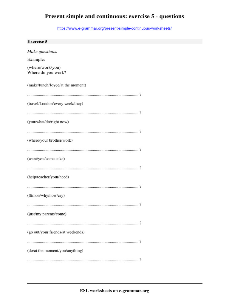 Present Simple vs Continuous Questions | PDF