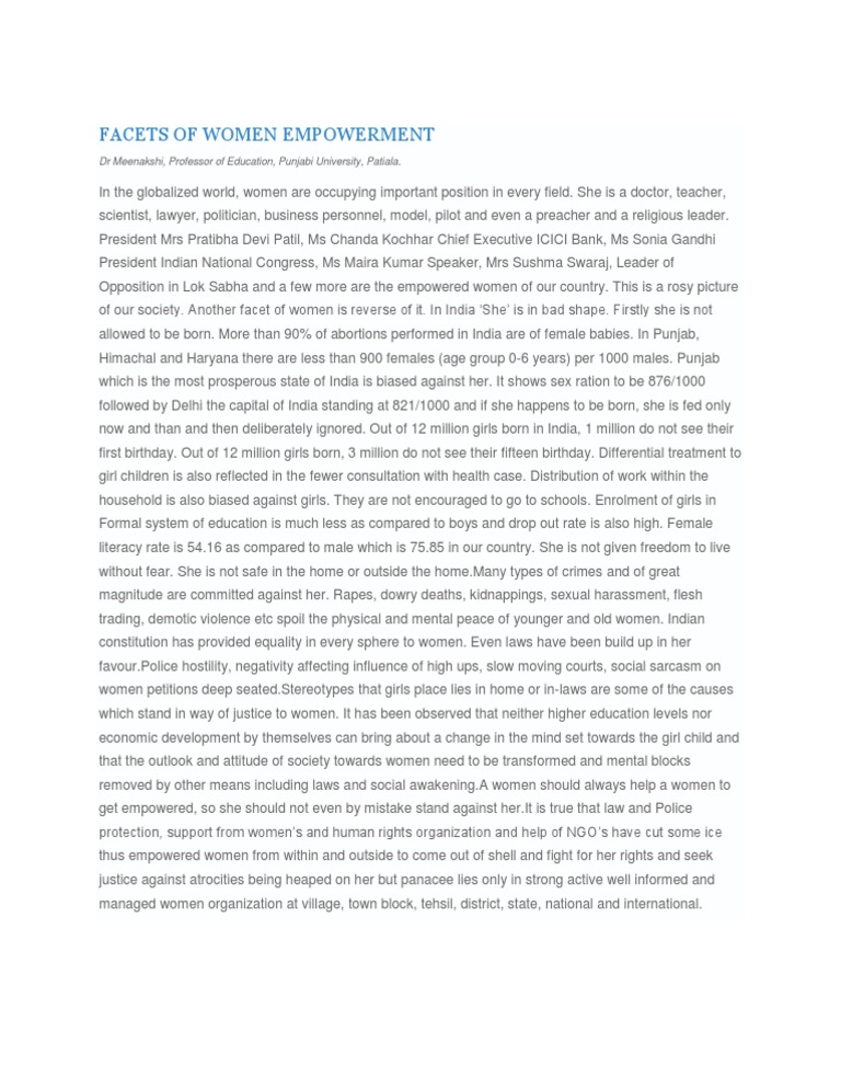 Aspects of Women Empowerment | PDF | Woman | Gender Equality