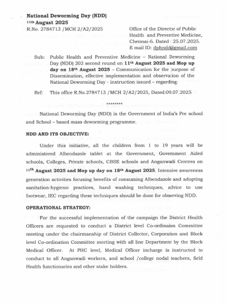 National Deworming Day 2025 Guidelines | PDF