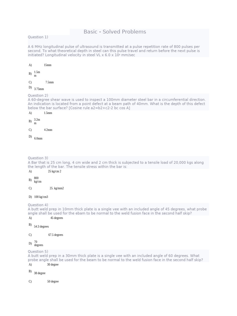 Ultrasound and Material Testing Problems | PDF | Strength Of Materials ...