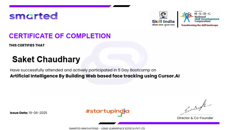 Completion Certificate for AI Bootcamp | PDF
