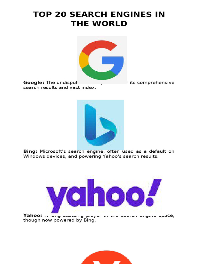 Top 20 Search Engines in The World | PDF
