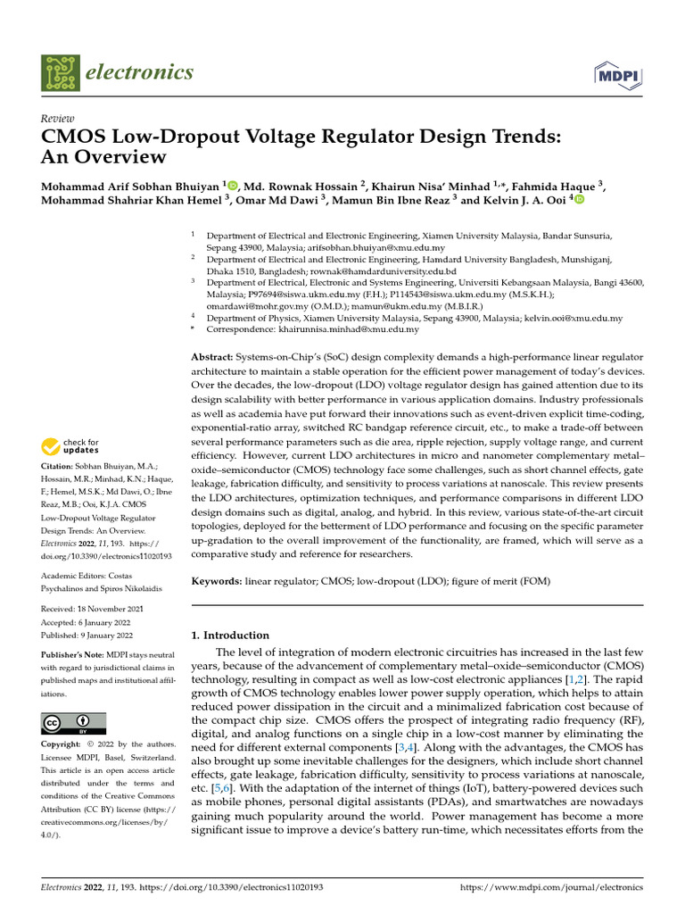 CMOS LDO Voltage Regulator Trends | PDF | Computer Engineering ...