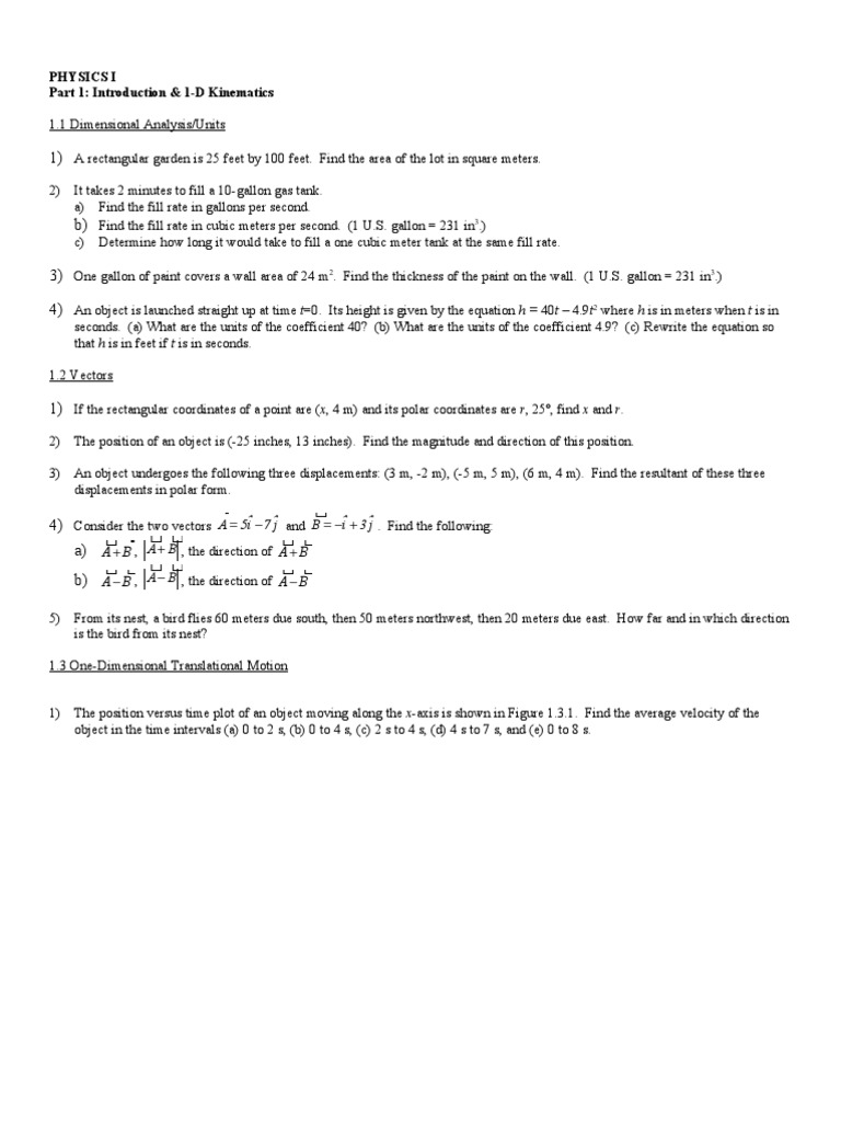Physics I: Kinematics and Mechanics | PDF | Force | Mass