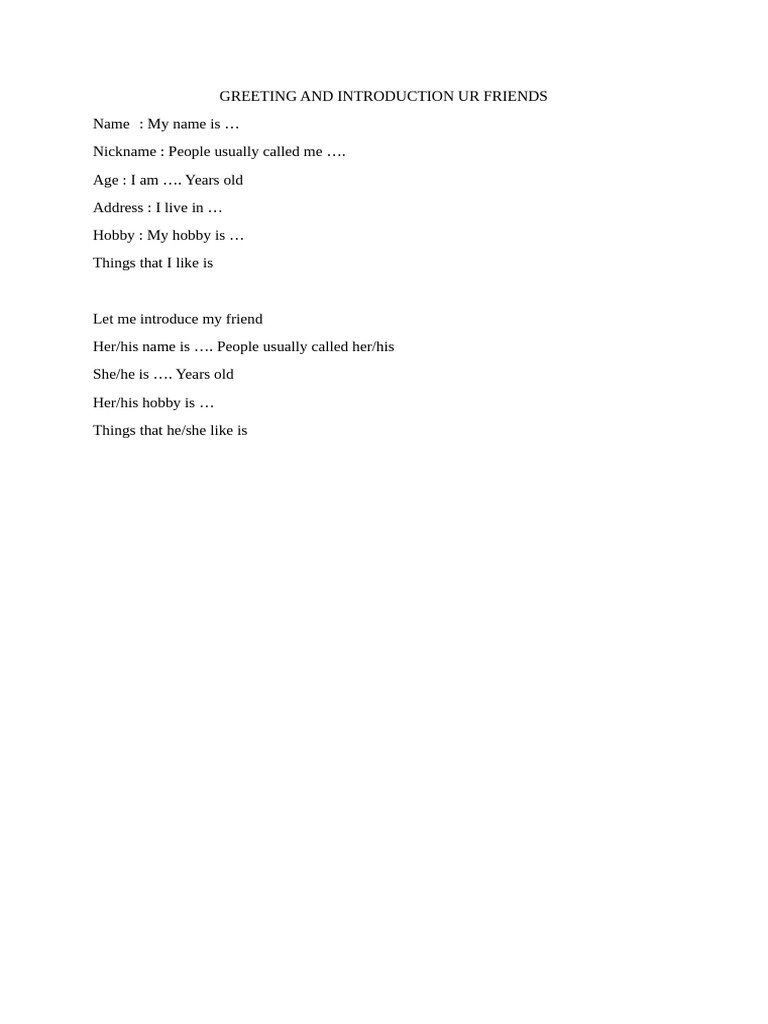 Greeting and Introduction Ur Friends | PDF