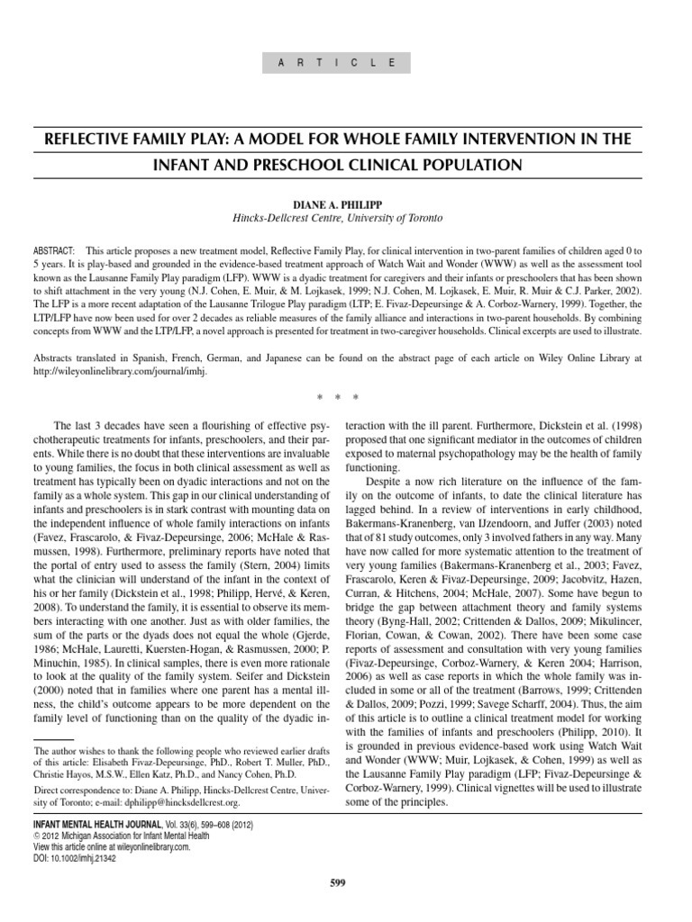 Reflective Family Play Model for Intervention | PDF | Attachment Theory ...