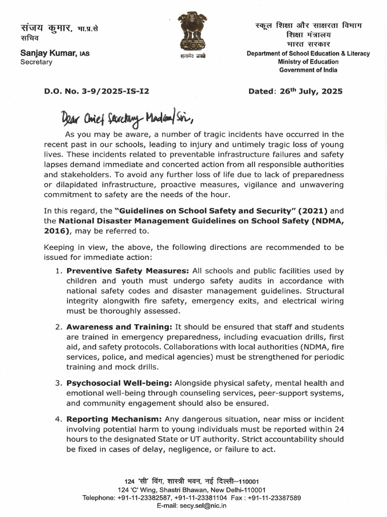 DO Letter To Chief Secretary | PDF | Emergency Management | Civil Defense