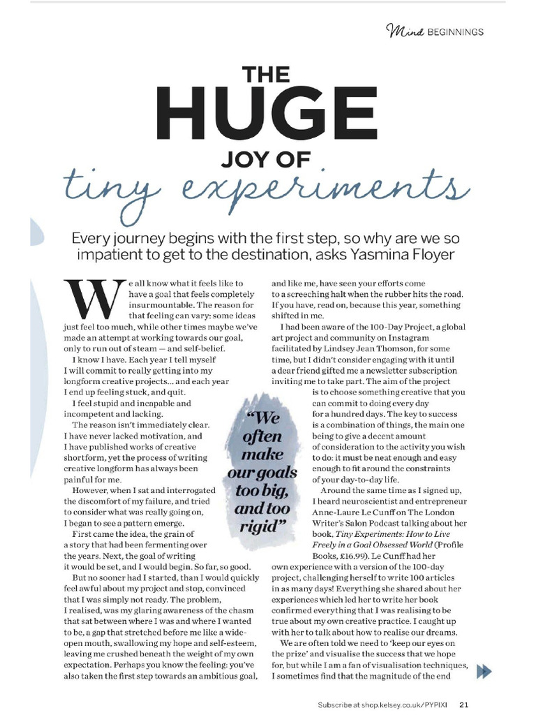 The Huge Joy of Tiny Experiments | PDF