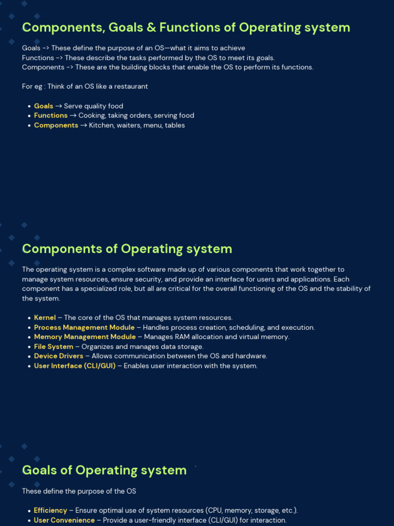 Operating System: Goals, Functions, Components | PDF | Operating System ...
