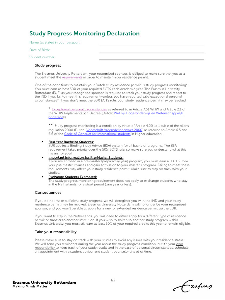 Study Progress Monitoring Declaration | PDF | Justice | Crime & Violence