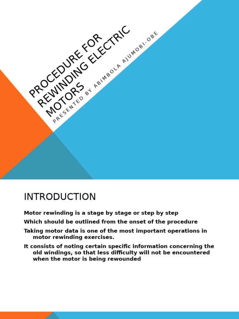Electric Motor Rewinding Procedure Guide | PDF | Electric Motor ...