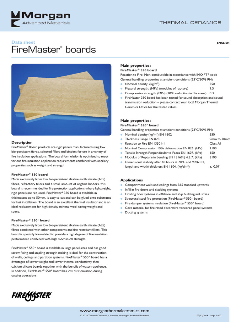 FireMaster® Boards Data Sheet | PDF | Materials | Materials Science