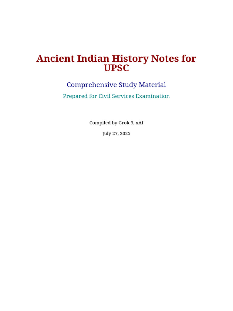 Ancient Indian History Notes for UPSC | PDF | Vedas | Ashoka
