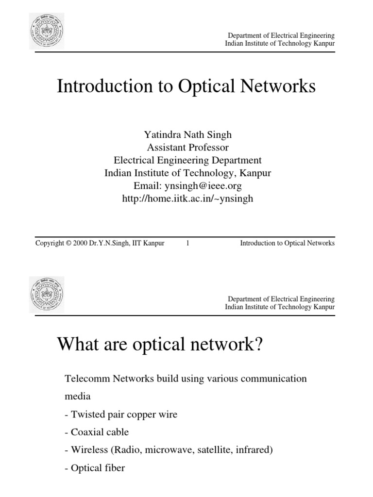 Introduction To Optical Networks | PDF