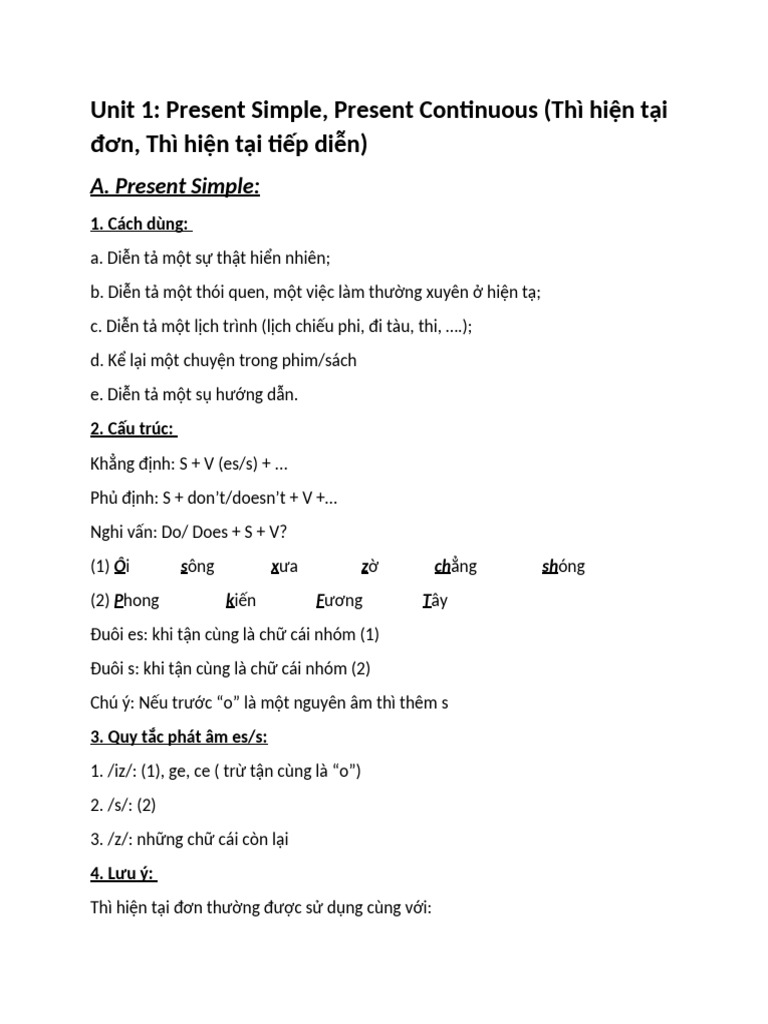 Unit 1 Present Simple, Continuous | PDF