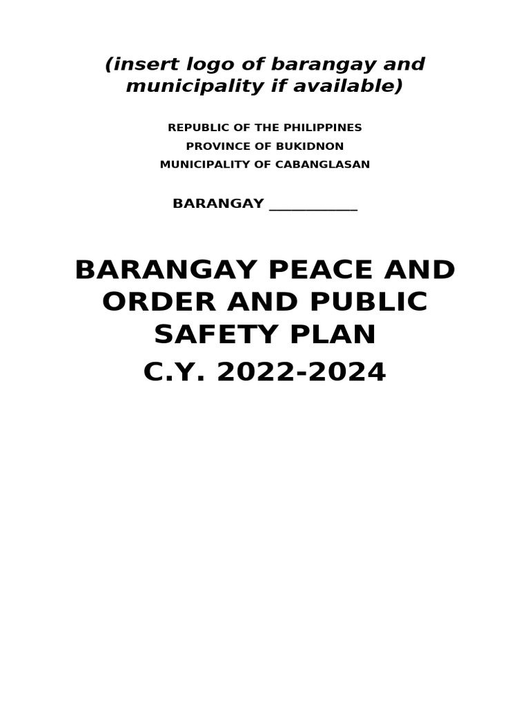 Barangay Peace and Order Plan 2022-2024 | PDF | Crimes | Crime & Violence