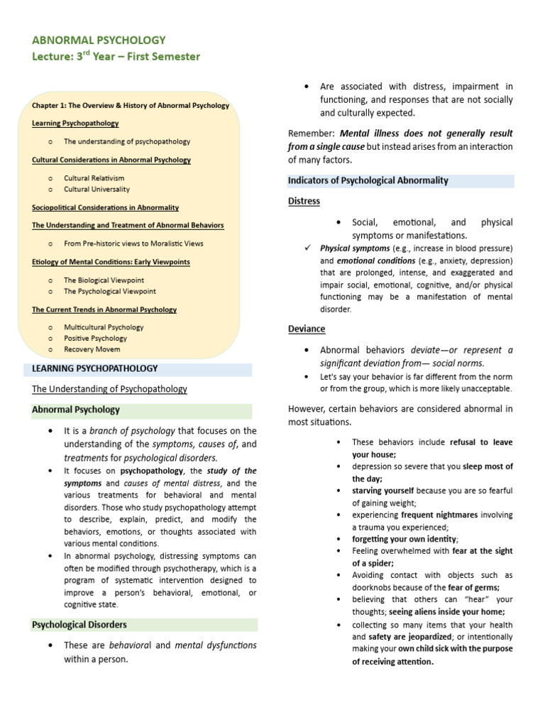 Understanding Abnormal Psychology | PDF | Psychopathology | Mental Disorder