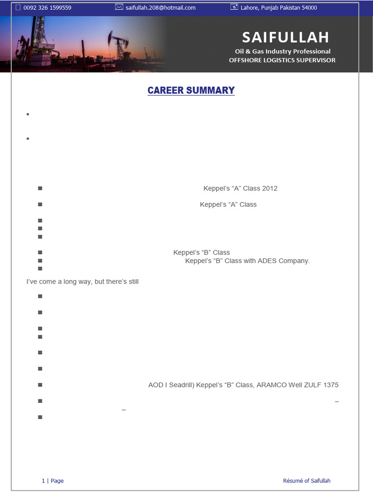 UAE Offshore Logistics Supervisor Resume | PDF | Logistics | Warehouse
