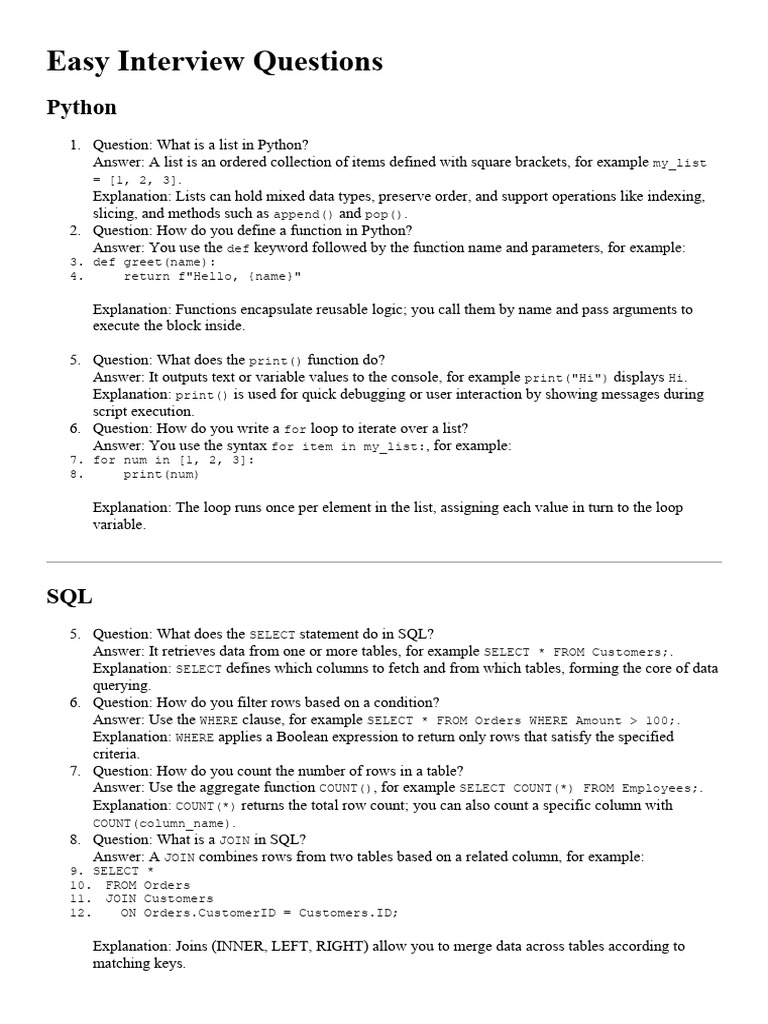 Essential Python, SQL, Excel, Power BI FAQs | PDF | Machine Learning ...