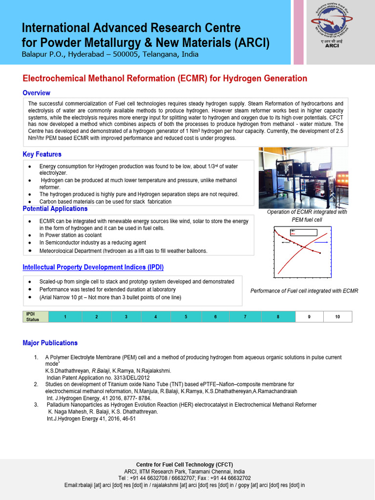 Electrochemical Methanol Reformation for Hydrogen | PDF | Hydrogen ...
