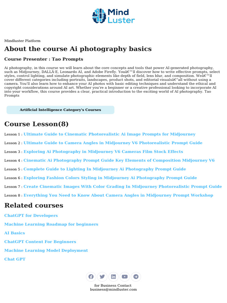 AI Photography Basics Course Guide | PDF