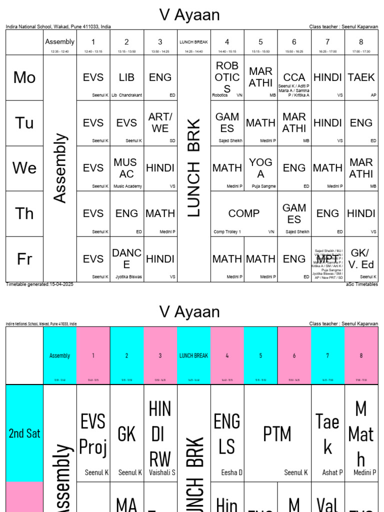 EVS ENG LIB Taek Hindi MAR Athi CCA ROB Otic S EVS EVS Art/ WE ENG ...